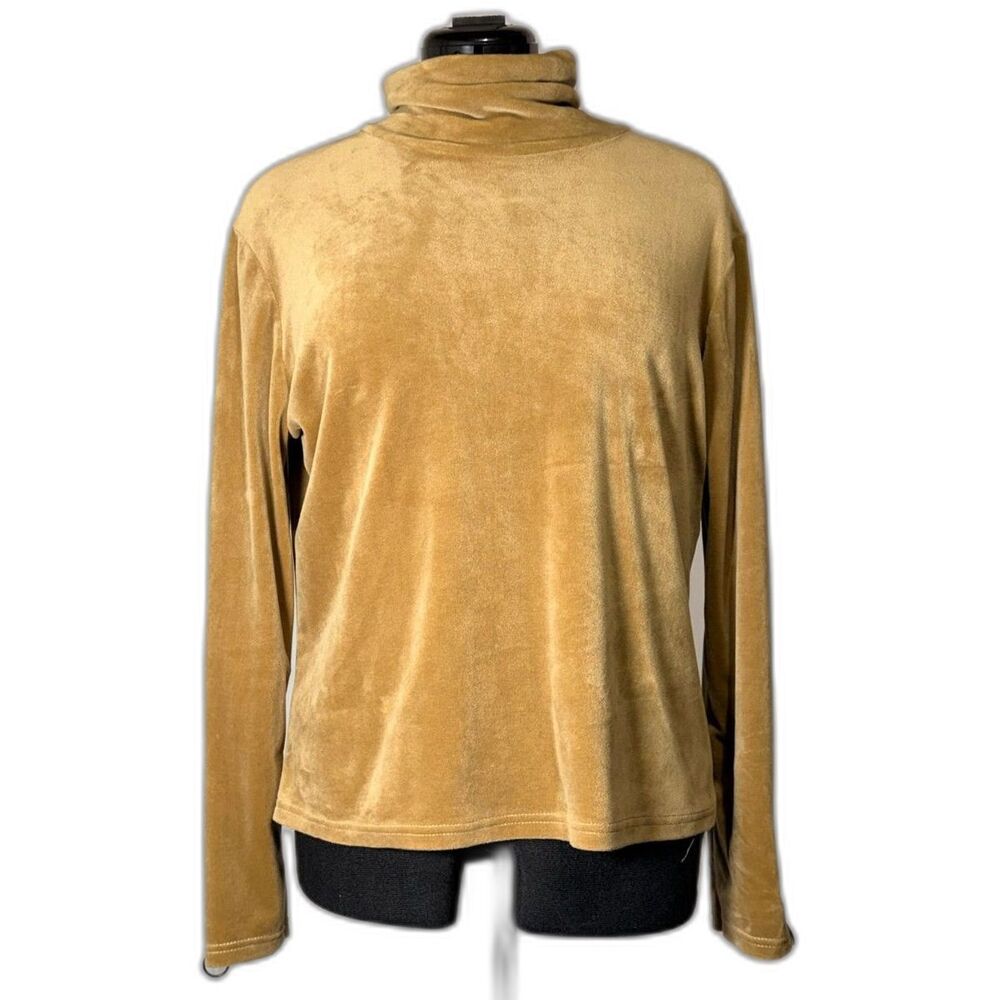 Mustard Gold Velour Turtleneck
